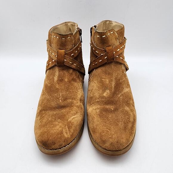 Hush Puppies Chardon Belt Suede Boots Booties Womens Size 7 Cognac Brown Western - Picture 2 of 12